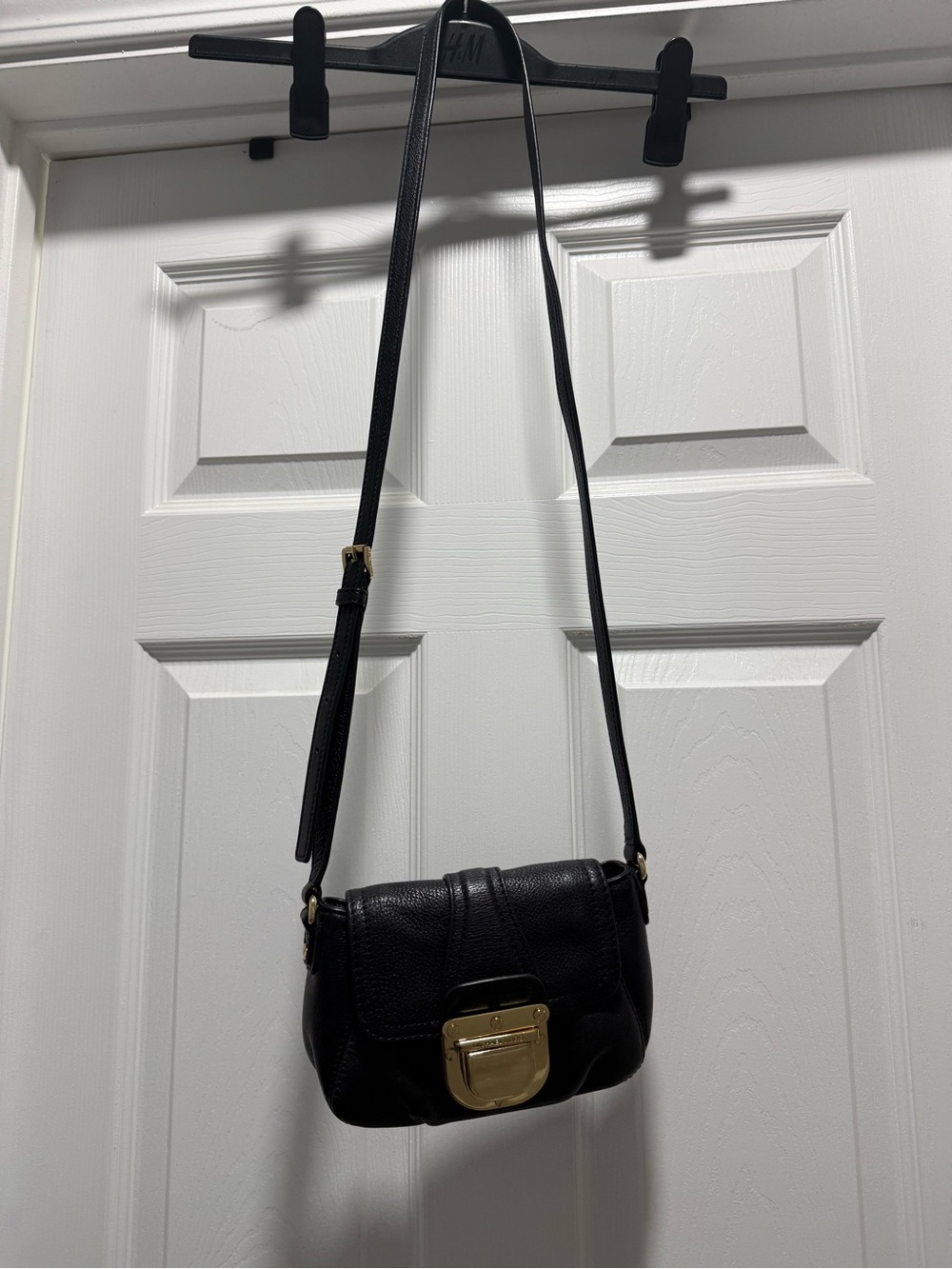 Michael Kors Black Leather Crossbody with Gold Hardware